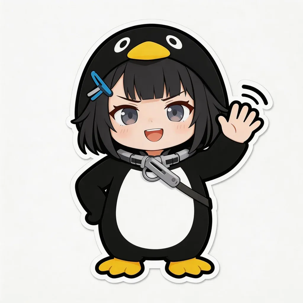 Gugu Gaga Penguin saying hello — chibi penguin greeting the viewer