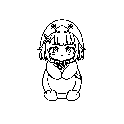 Endmin with Tucked Hands — coloring page line art (Endmin con manos guardadas)
