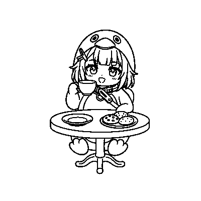 Endmin Cozy Tea Time — coloring page line art (Hora del té acogedor con Endmin)