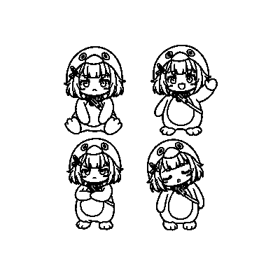 Endmin Multi-Pose Grid — coloring page line art (Cuadrícula multi-pose de Endmin)